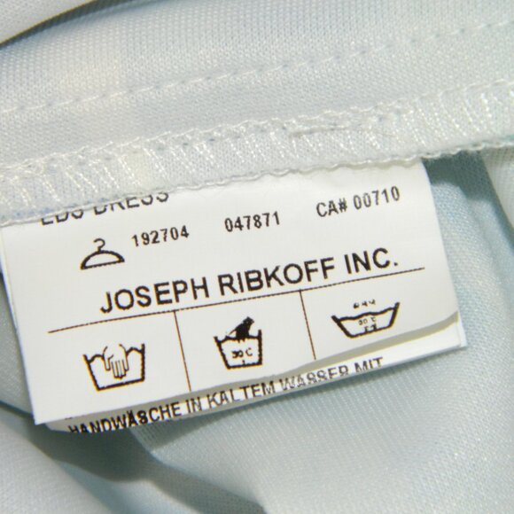 Joseph Ribkoff Holiday Party Designer Sheath Dress White and Blue Tropical - Picture 15 of 16